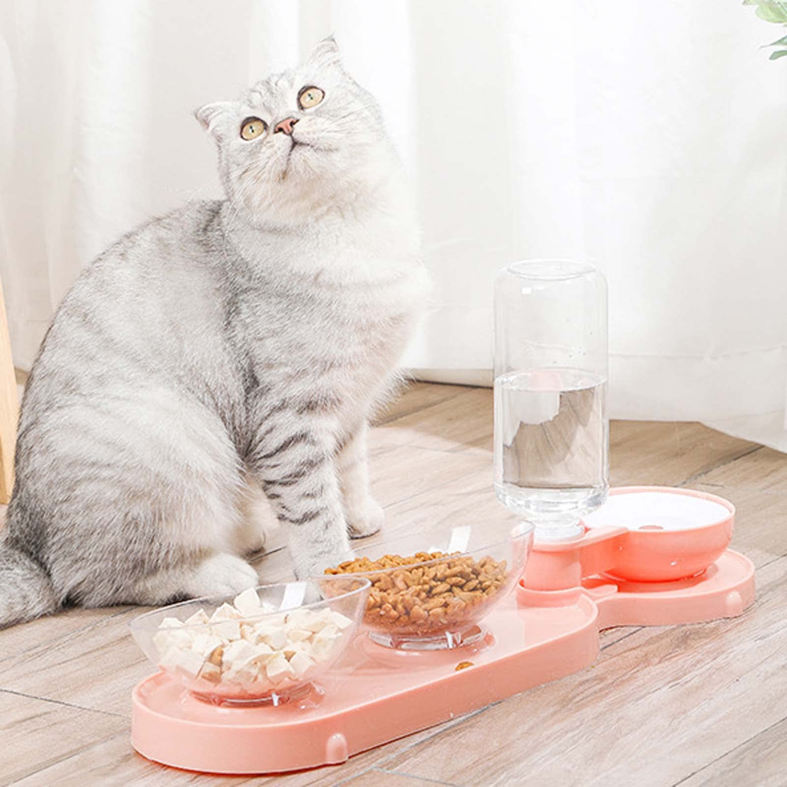 Musite 3-in-1 Automatic Cat Bowls Set with Food Feeder & Water Dispenser for Cats and Small Dogs - Perfect for Home, Office, and Travel Use