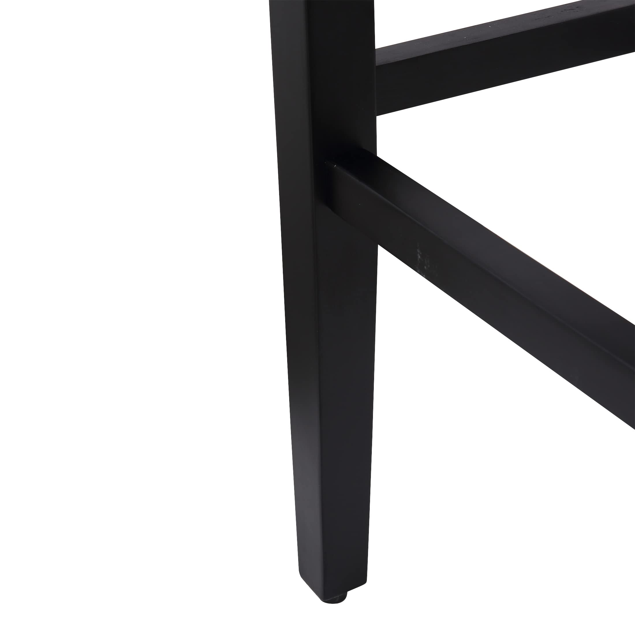 Modern Farmhouse Black Bar Stools Set of 2 - 24 Inch Counter Height Wooden Saddle Stools with Linen Upholstered Cushion & Solid Wood Legs - Navy Blue Kitchen Bar Stools for Home, Restaurant, or Cafe Decor