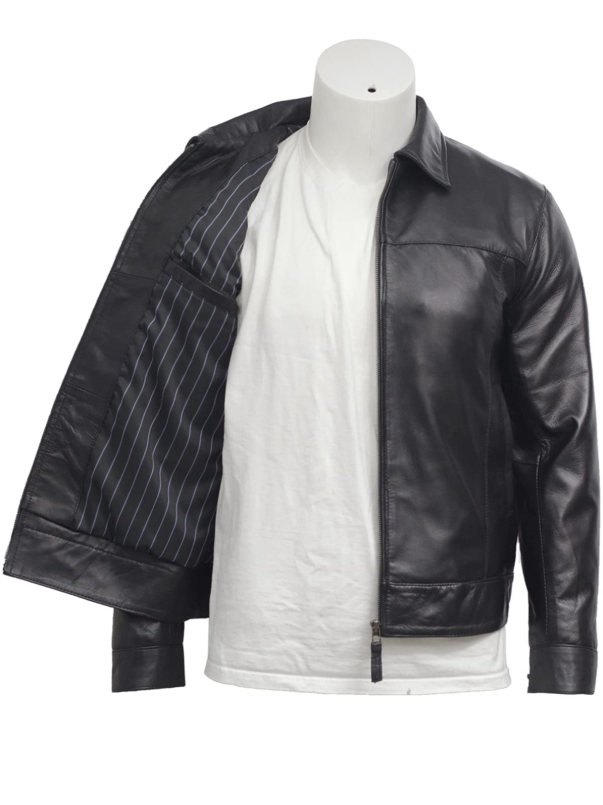 BRANDSLOCK Men's Genuine Leather Biker Jacket - 100% Real Leather Bomber Jacket for Men, Black Harrington Style Motorcycle Jacket - Perfect for Riding, Casual Wear & Outdoor Adventures