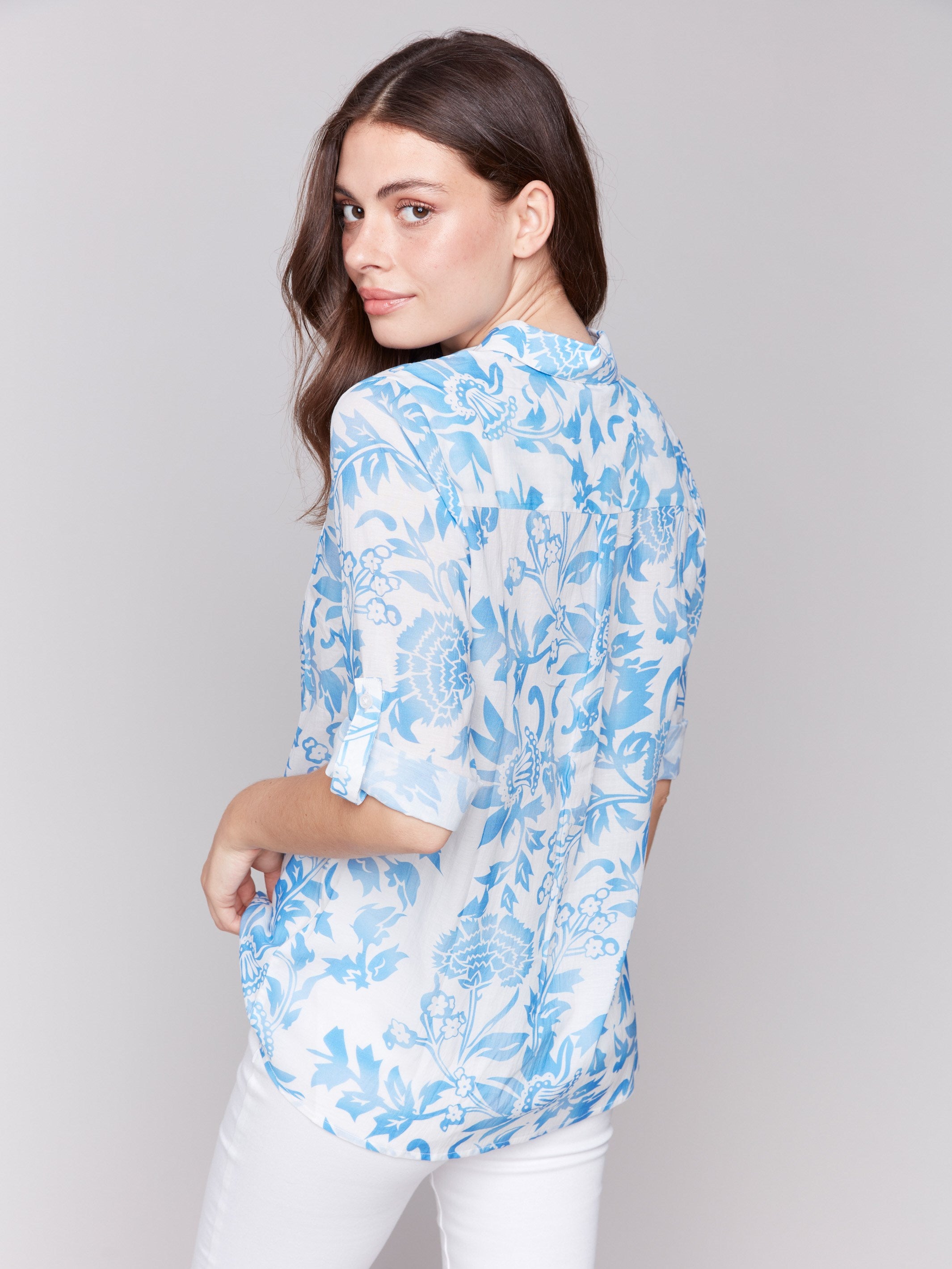 Stylish Printed Rayon Long Sleeve Denim Shirt for Women - Casual Wear, Office Outfits & Everyday Fashion