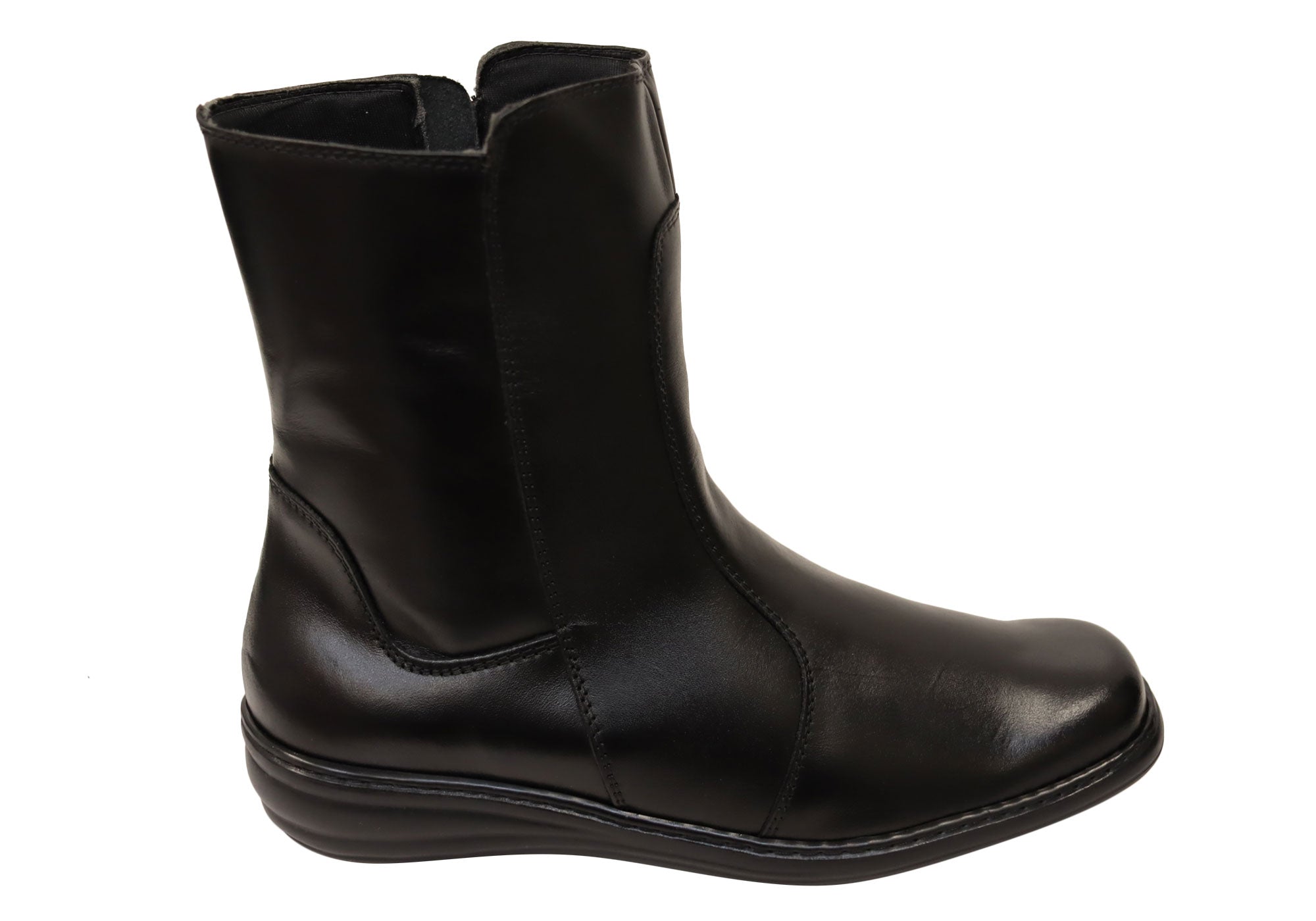 Mironneli Lorrie Women's Comfortable Brazilian Leather Mid Calf Boots - Stylish Ankle Booties for Fall & Winter Fashion | Perfect for Office, Dating & Night Out