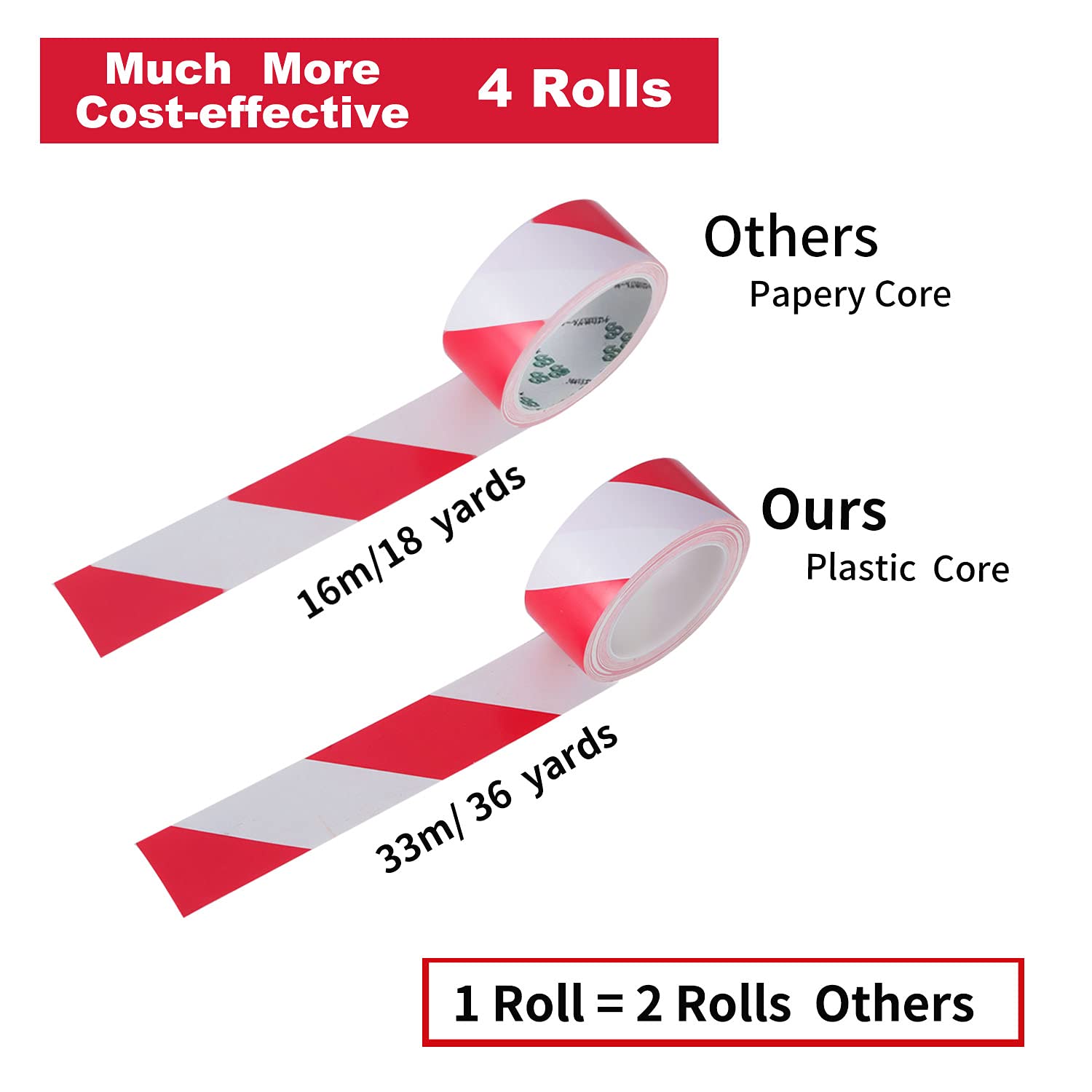 LeaGerous 4 Rolls Hazard Warning Safety Tape - 2