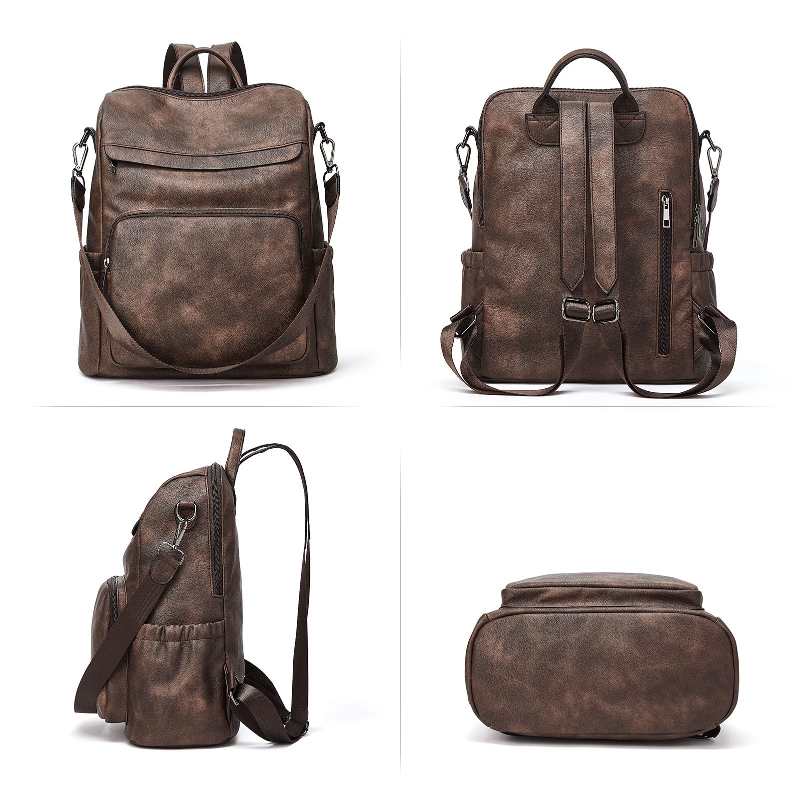 Stylish Leather Convertible Backpack Purse for Women - Large Fashion Designer Shoulder Bag for Travel, Work & Daily Use