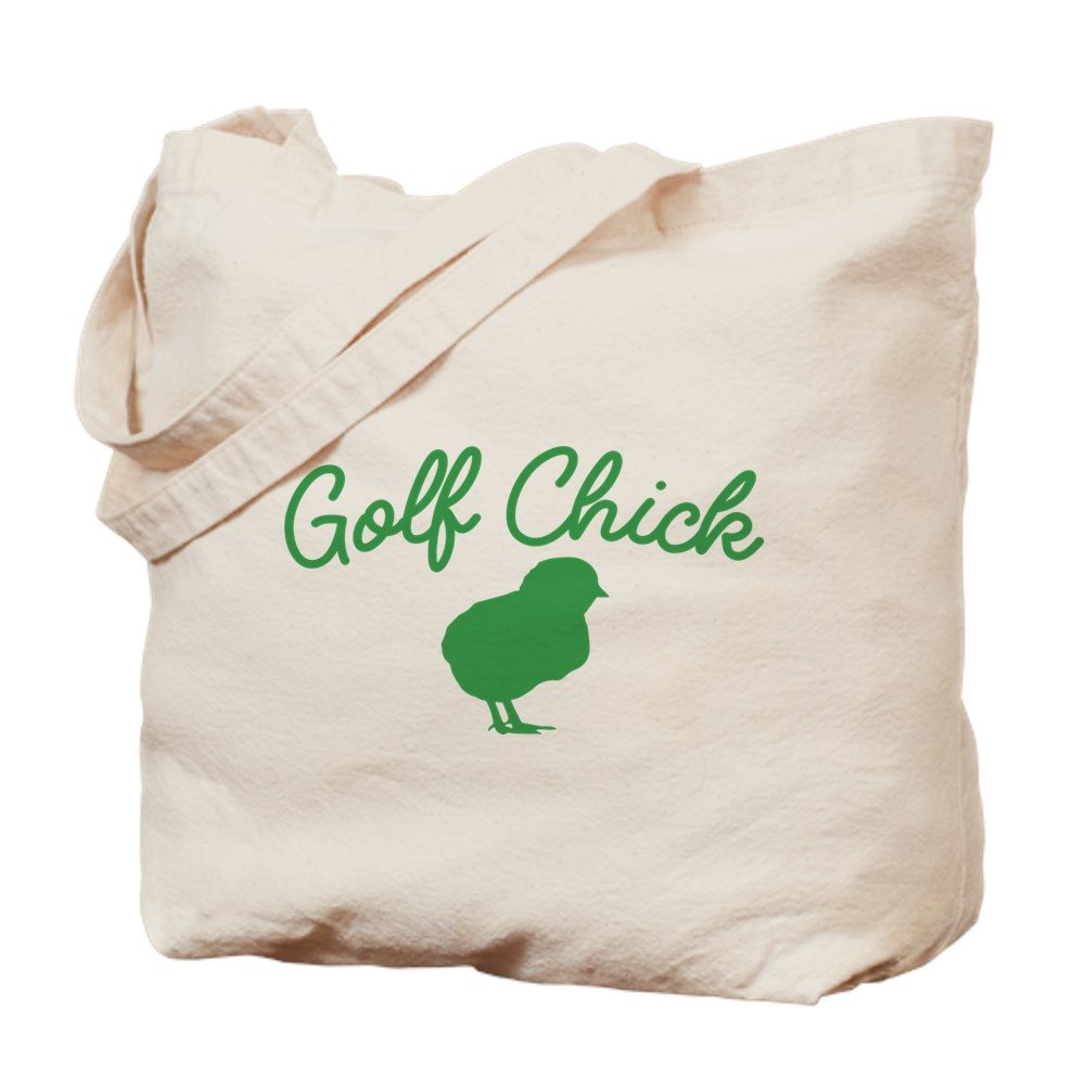 Golf Chick Tote Bag - Natural Canvas Reusable Shopping Bag for Women | Eco-Friendly Grocery Bag, Beach Tote & Golf Accessories Storage