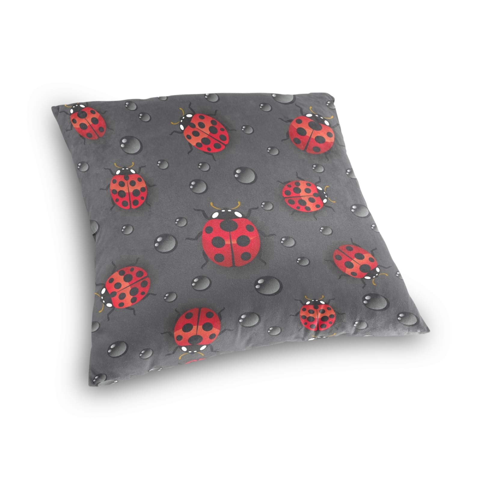 Red Ladybugs Decorative Throw Pillow Covers 18x18 Inch - Square Farmhouse Style Cushion Cases for Sofa, Couch, Bed & Home Decor | Perfect for Living Room, Nursery & Outdoor Use