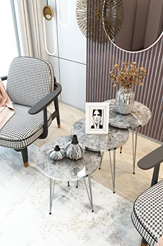 Gray Marble / Silver Legs