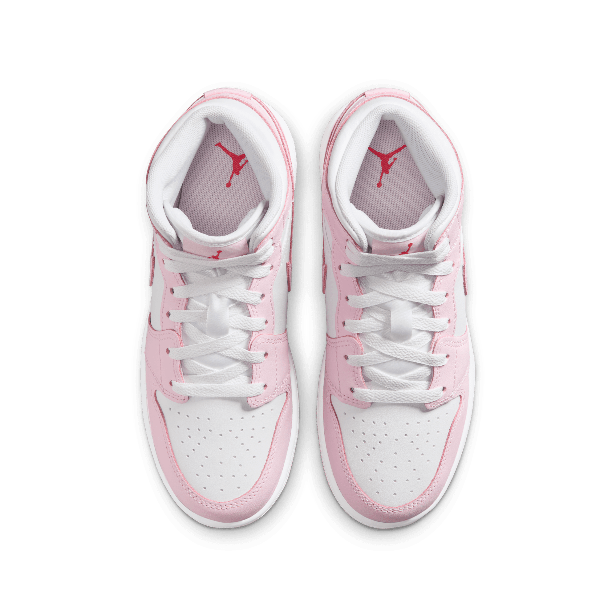 AIR JORDAN 1 MID (GS) Pink Foam/Fire Red - Women's Basketball Shoes for Running, Gym & Streetwear Fashion