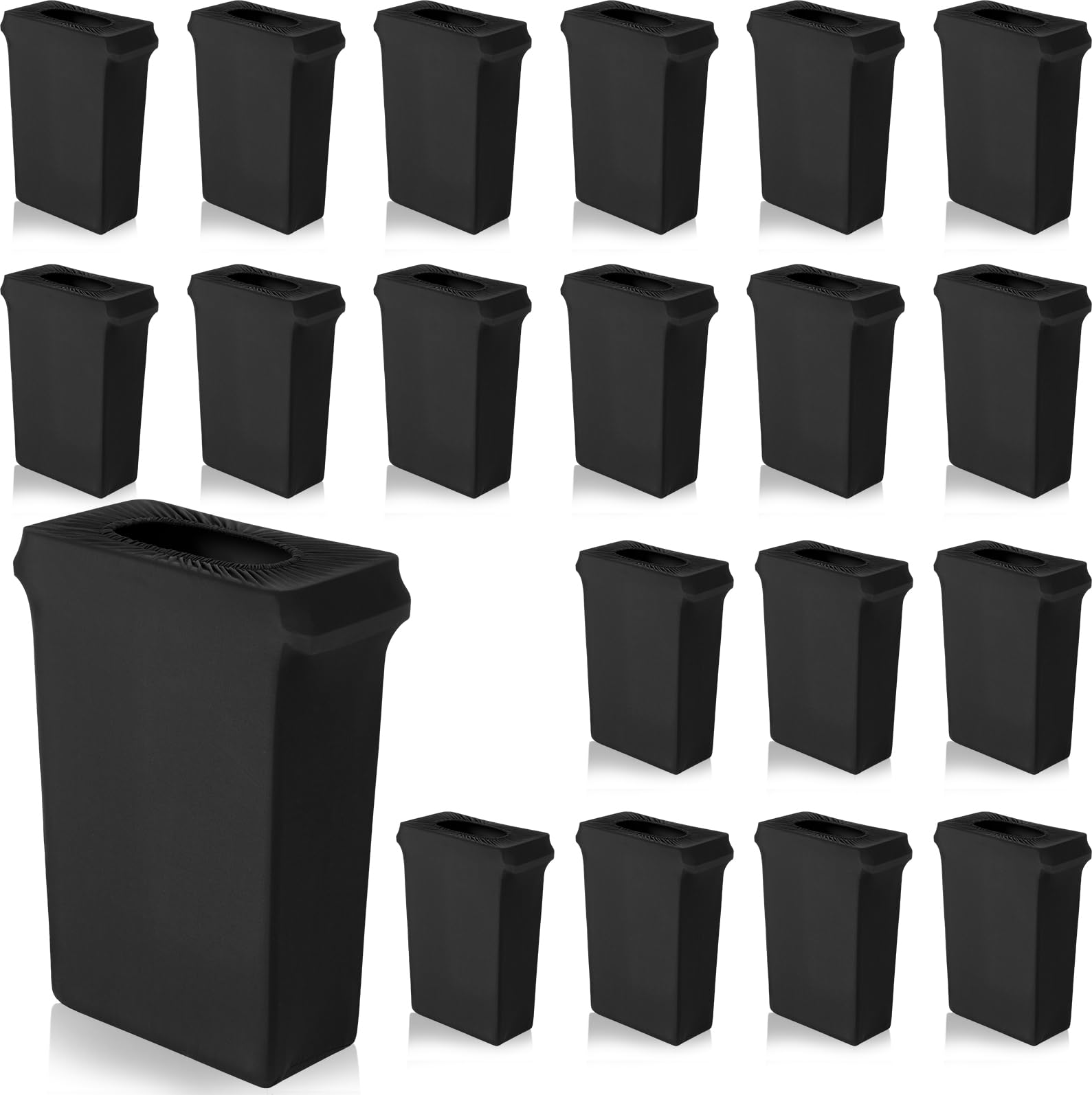 Windyun 20-Pack 23 Gallon Stretchable Spandex Trash Can Covers - Black Elastic Garbage Bin Liners for Weddings, Parties, Fundraisers & Home Decor | Fits Standard Kitchen & Outdoor Trash Cans (Cans Not Included)