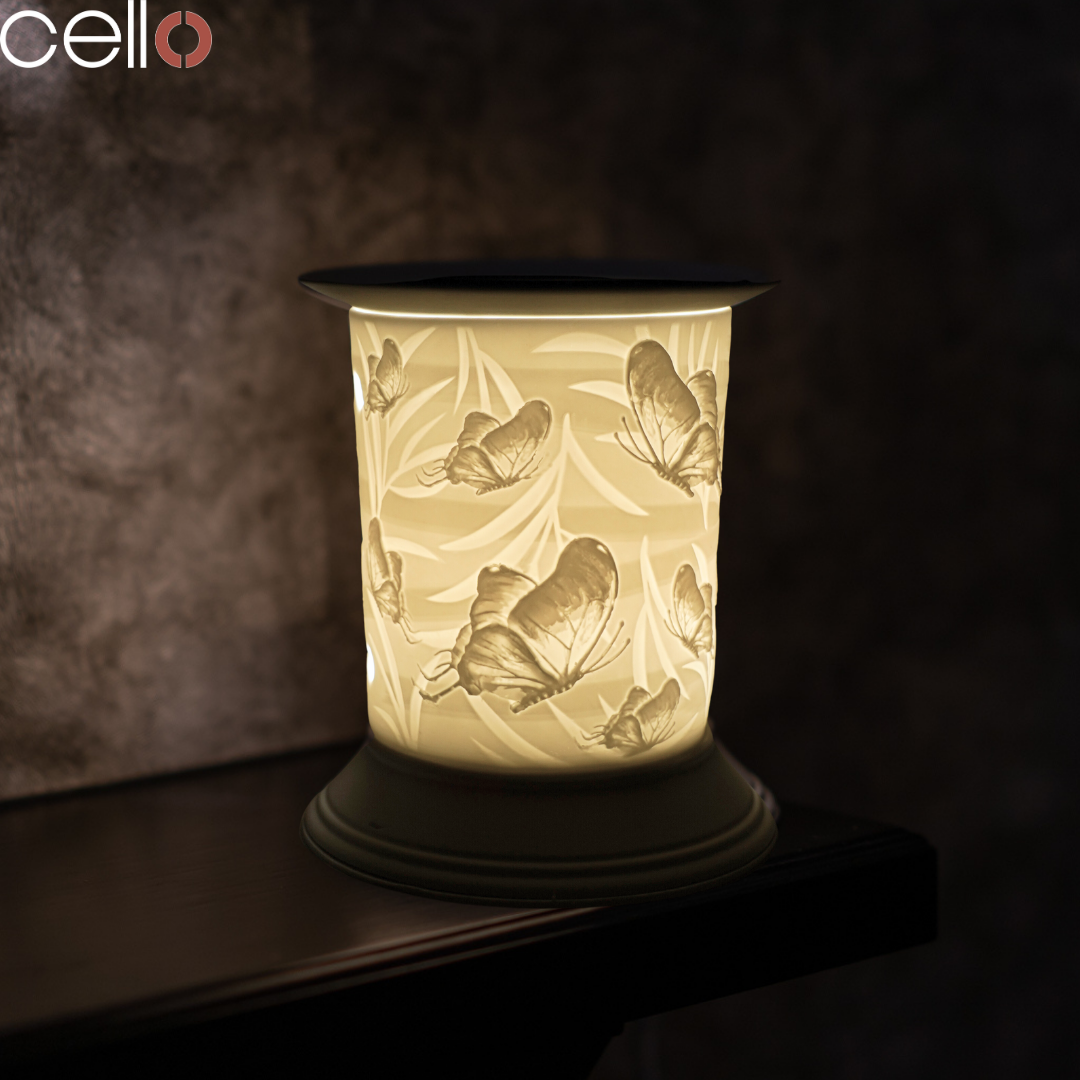 Electric Wax Warmer with Porcelain Base - Butterfly Design for Home Aromatherapy & Relaxation | Perfect for Living Room, Bedroom, Spa & Office Use
