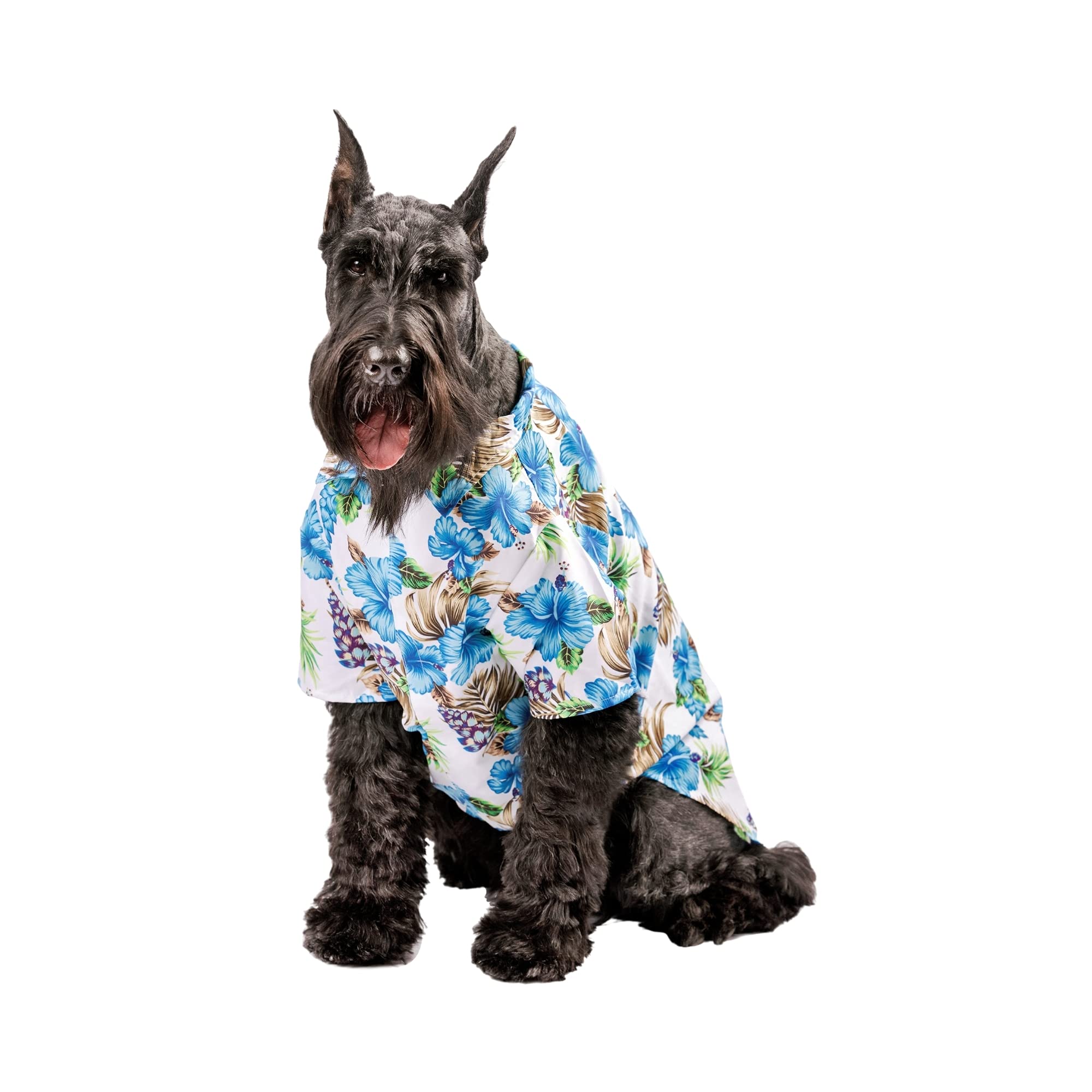 Midlee Blue Hibiscus Hawaiian Dog Shirt - Small Size, Breathable & Stylish Pet Apparel for Summer Beach, Vacation & Outdoor Adventures