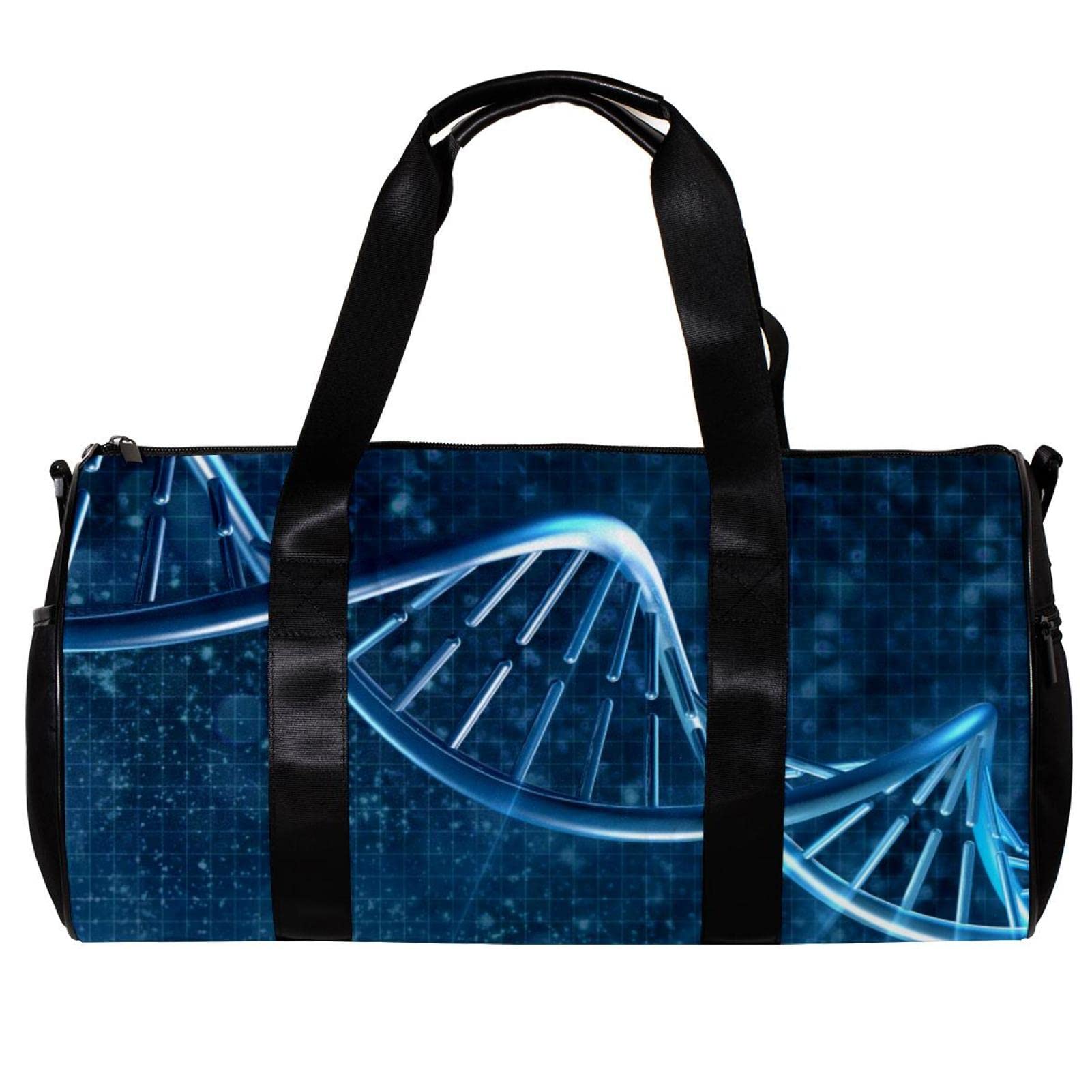 DNA Gene Strand Themed Gym Duffle Bag - Large Overnight Weekender Travel Carry On Bag for Workouts, Business Trips & Weekend Getaways