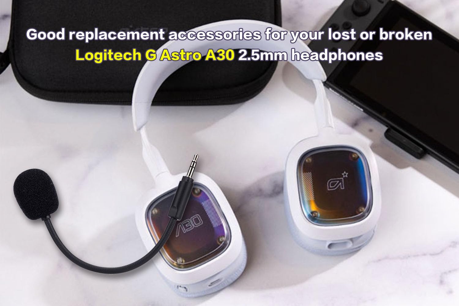 Logitech G Astro A30 Replacement Boom Microphone - Detachable 2.5mm Gaming Mic for PS4, PS5, Xbox One & PC - Perfect for Streaming, Online Chat & Competitive Gaming