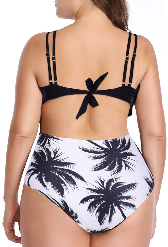 QZUnique Women's Two-Piece Bathing Suit Set - Ruffled Bikini Top & High Waisted Bottom Tankini | Perfect for Beach, Pool & Summer Vacations