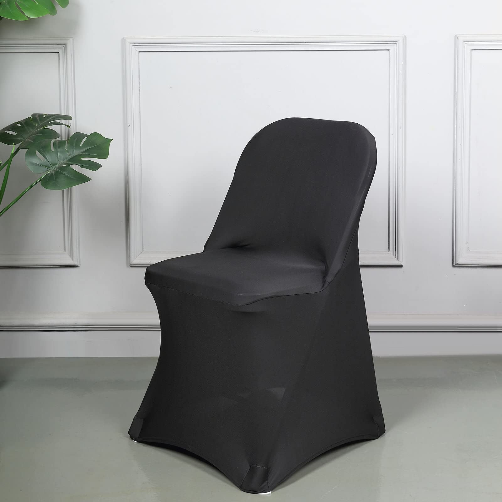 Efavormart 40 PCS Black Spandex Stretch Folding Chair Covers - Elastic, Washable, Universal Fit for Banquets, Weddings, Parties & Home Decor