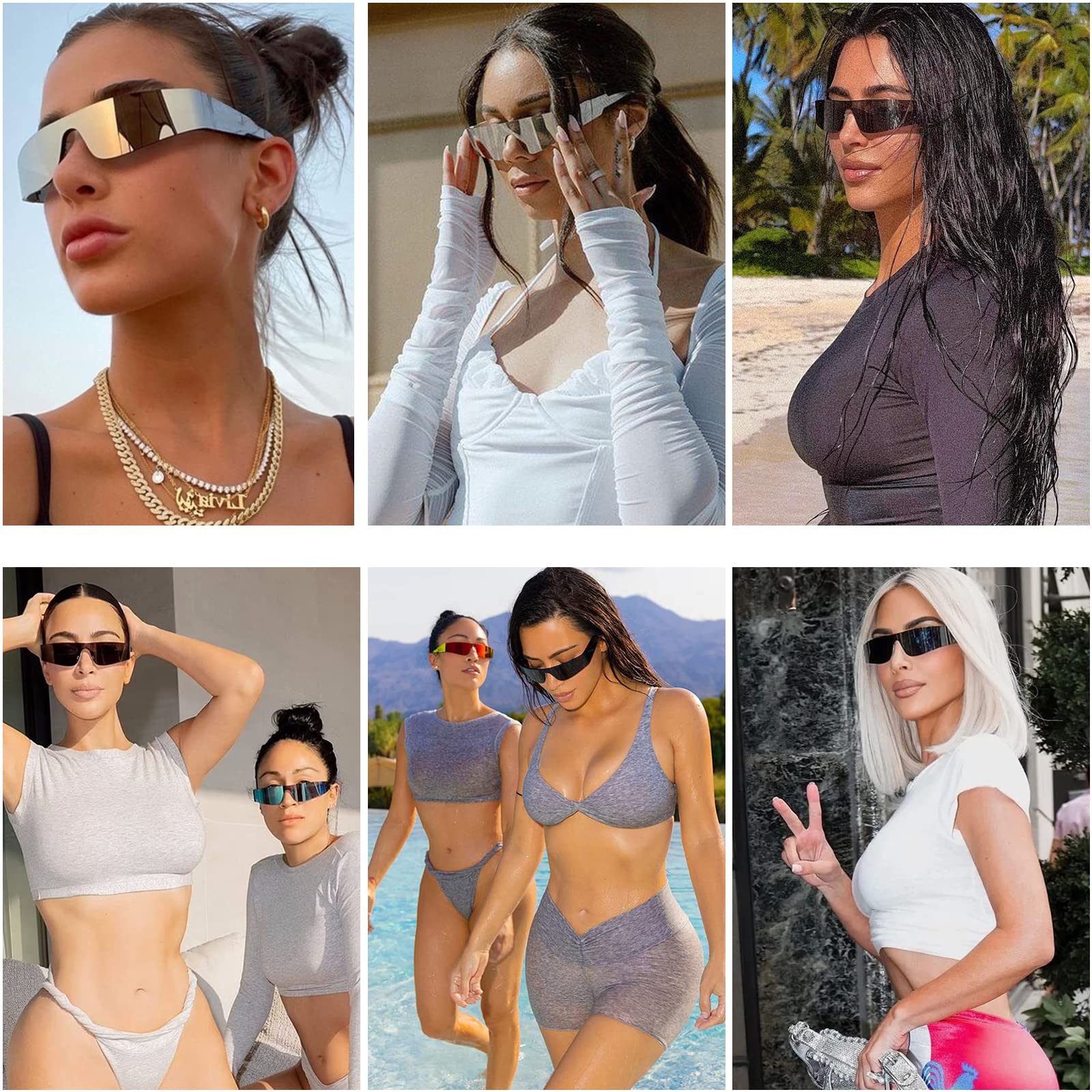 Trendy Rimless Futuristic Wrap Around Sunglasses for Women & Men - Cyberpunk Visor Shades for Sports, Fashion & Outdoor Activities - UV Protection Eyewear for Running, Cycling & Streetwear Style
