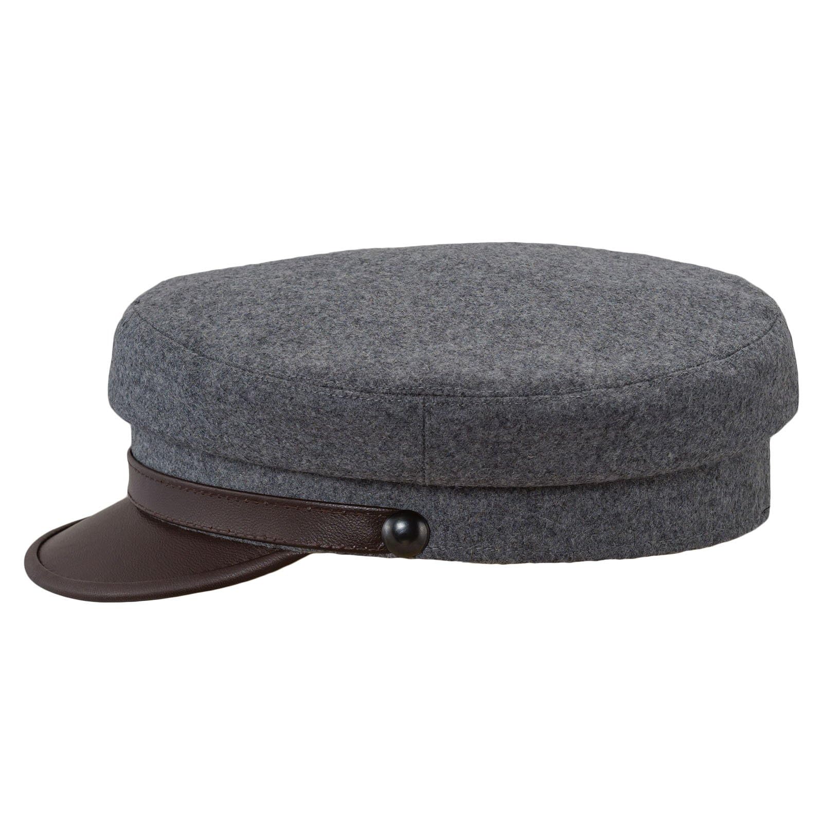 Sterkowski Maciejowka Model 4 Wool Fiddler Cap for Men & Women - Warm Breathable Greek Style Hat with Leather Visor - Perfect for Outdoor Activities, Music Festivals & Winter Fashion