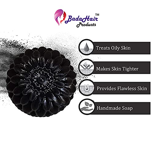 Badahair Charcoal Bath Soap for Face & Body - Deep Cleansing, Skin Brightening & Whitening, Removes Dirt & Germs, Natural Skin Protection (Set of 2) - Perfect for Daily Skincare Routine & Acne-Prone Skin