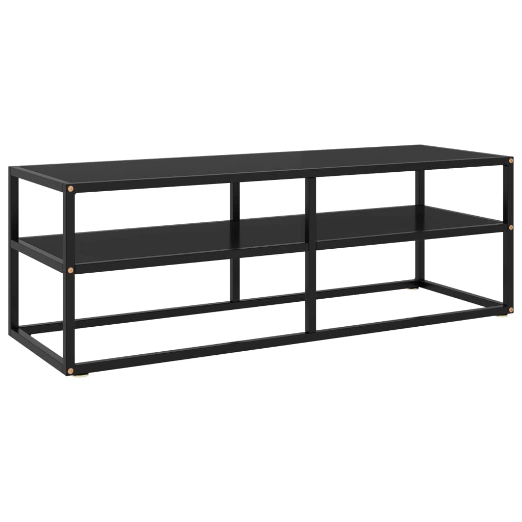 Modern TV Stand with Black Glass Doors - 47.2