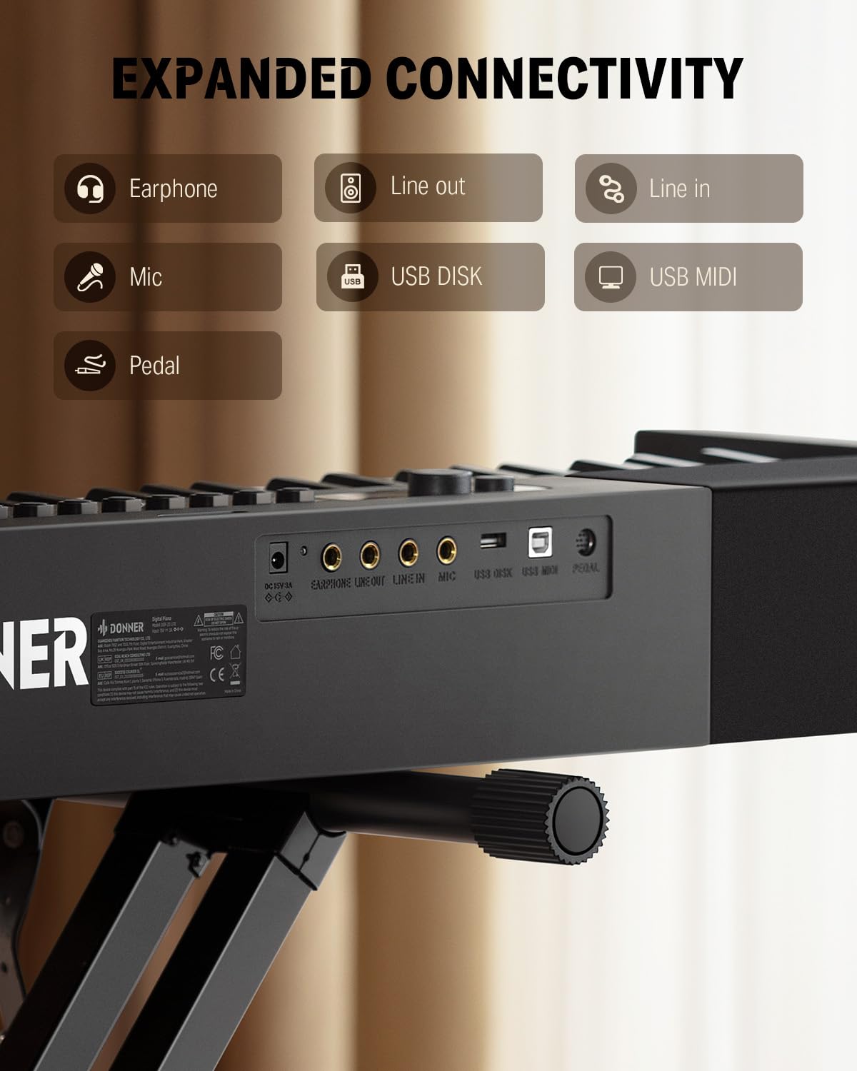 Donner DEP-20 Lite 88-Key Weighted Digital Piano for Beginners - Full Size Portable Electric Keyboard with Stand, Sustain Pedal & Stickers - Perfect for Home Practice, Studio Recording & Music Learning