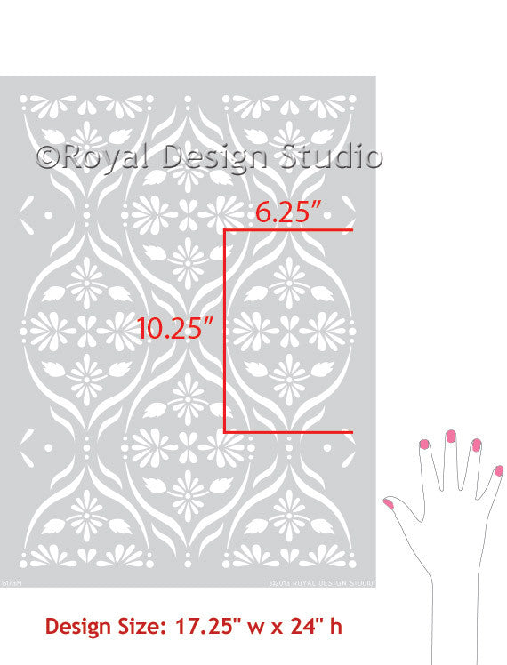 Chloe Floral Trellis Wall Stencil - Reusable DIY Painting Template for Home Decor, Nursery, Bedroom & Living Room Wall Art Projects