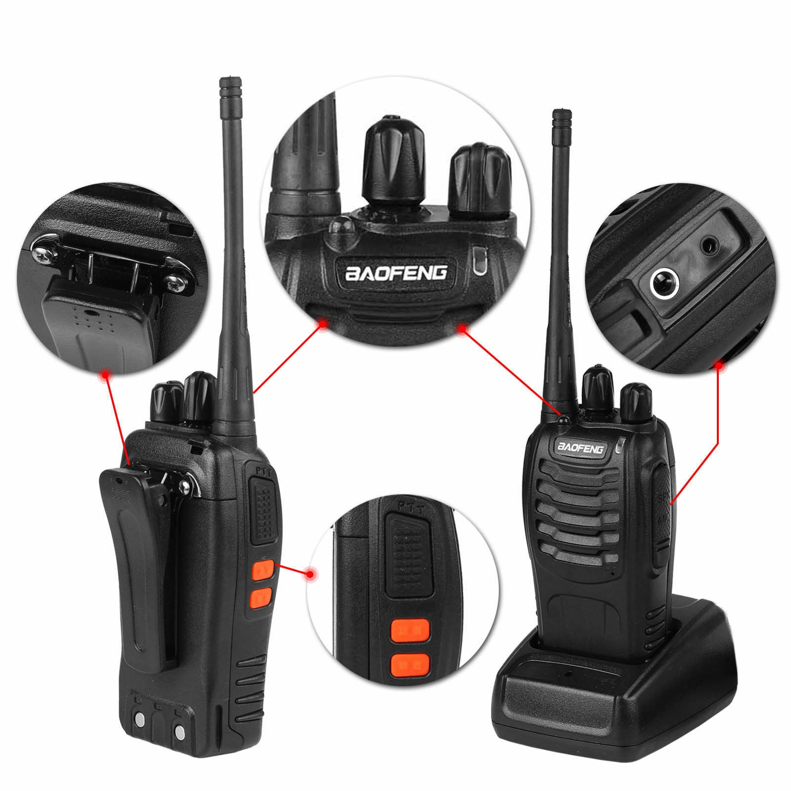 2 Pack Baofeng BF 888S Two Way Radio Walkie Talkies - Long Range UHF 400-470MHz Handheld Transceiver for Outdoor, Hiking, Camping & Emergency Communication