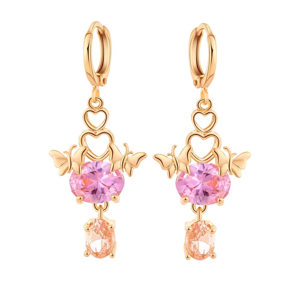 18K Gold Plated Cubic Zirconia Butterfly Hoop Earrings for Women | Elegant Dangle Earrings for Party, Wedding & Everyday Wear
