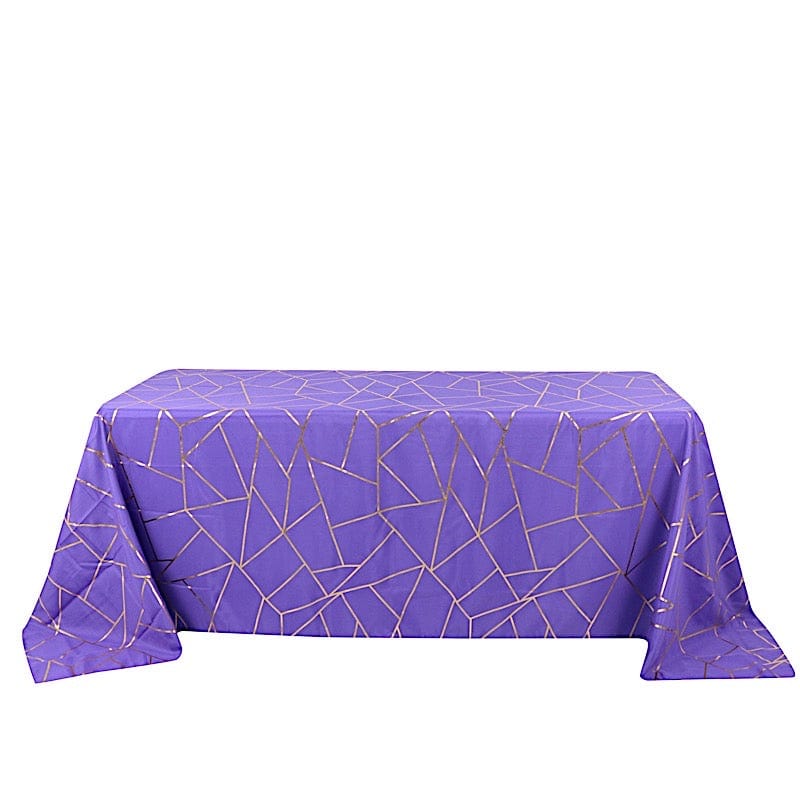 90x132 Inch Polyester Rectangular Tablecloth with Metallic Geometric Design - Perfect for Dining Tables, Parties, and Special Events