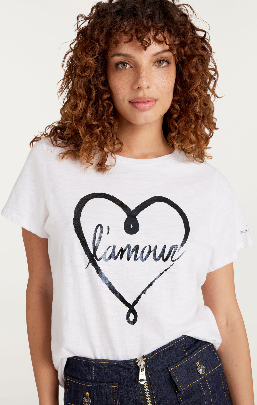 Cinq à Sept Doodled L'amour Tee - Women's Romantic Graphic T-Shirt for Casual Outfits & Date Nights | Trendy Love-Themed Top for Everyday Wear