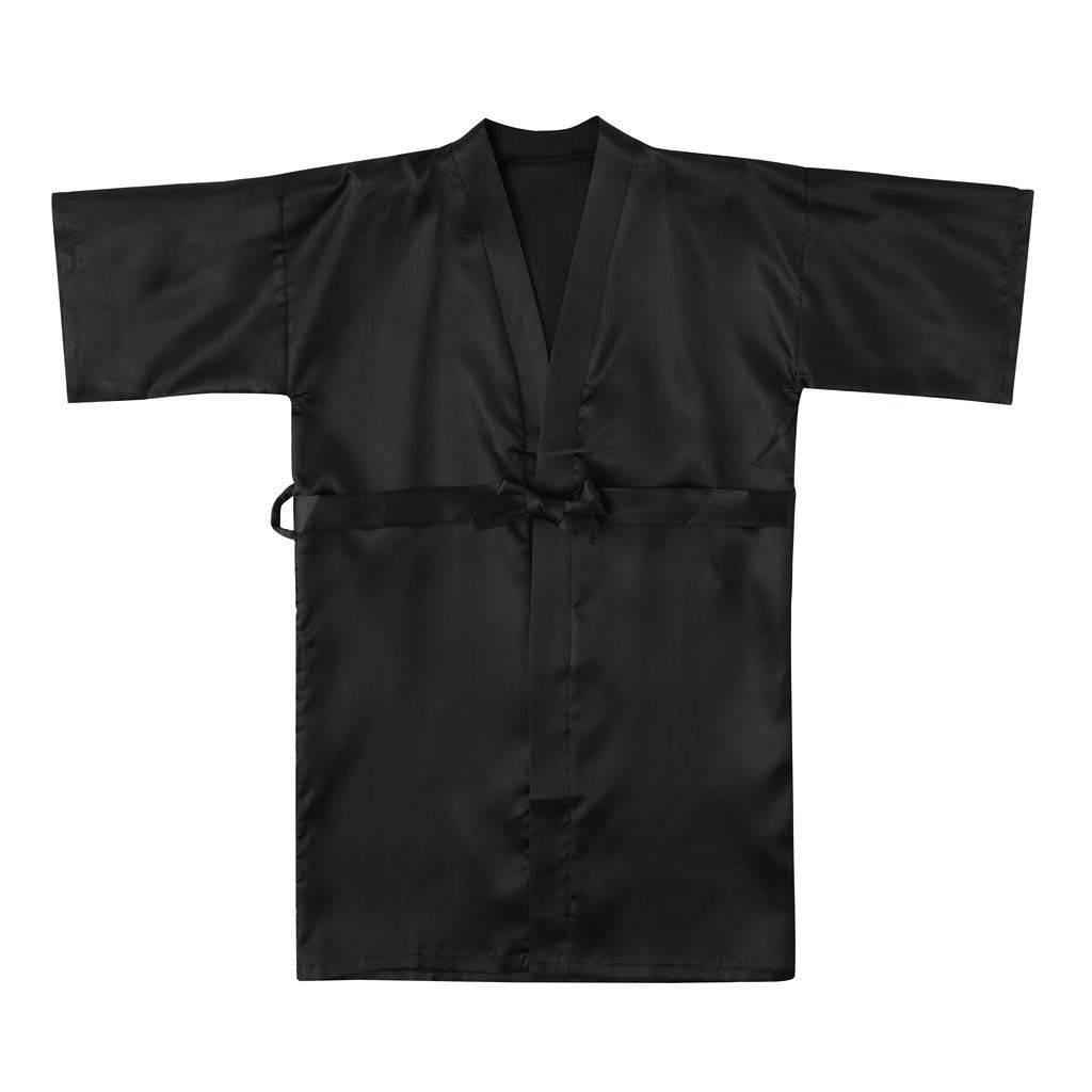 Silk Satin Robe for Baby Girls & Toddlers - Soft Kimono Sleepwear, Bathrobe & Jacket (Black, Size 12) - Perfect for Bedtime, Spa Days & Special Occasions