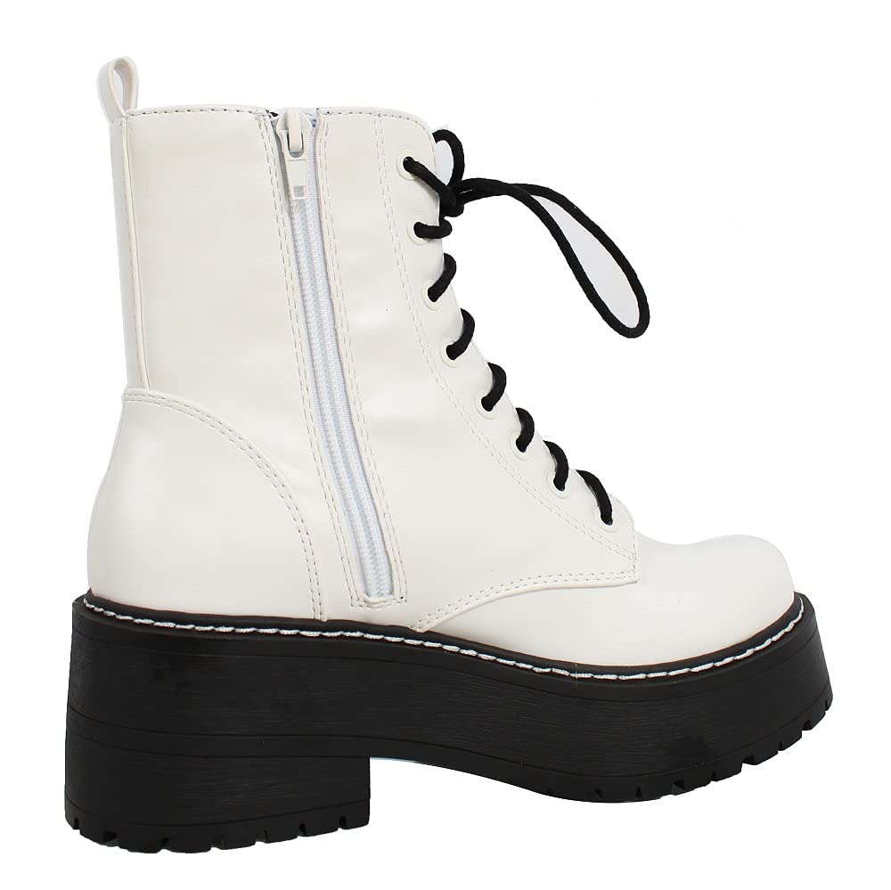 Soda Women's Lace Up Combat Boots - Chunky High Platform Ankle Booties for Women | Perfect for Streetwear, Gothic Fashion & Winter Outfits