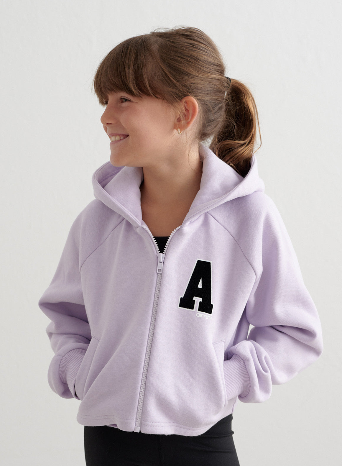 Trendy Pale Lavender Zip-Up Hoodie for Teens - Lightweight Sweatshirt for School, Gym & Casual Wear