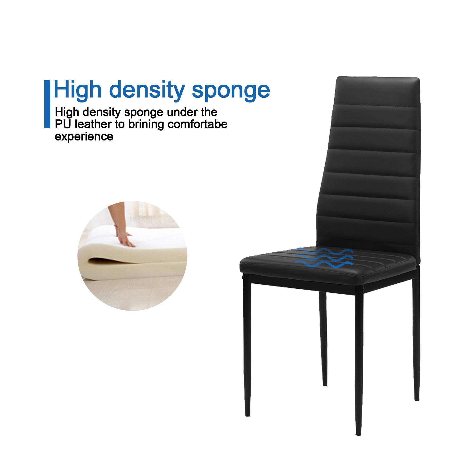 LZ LEISURE ZONE 7-Piece Dining Room Set with Tempered Glass Table & 6 Faux Leather Chairs - Perfect for Modern Kitchens and Family Gatherings
