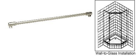 CRL Brushed Nickel Frameless Shower Door Fixed Panel Glass Support Bar - 3/8