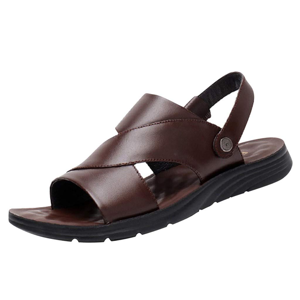 **DNYELQ Men's Summer Walking Sandals - Breathable Casual Outdoor Non-Slip Beach Slides for Wide Feet (Size 10) - Perfect for Beach, Pool, Travel & Relaxation**