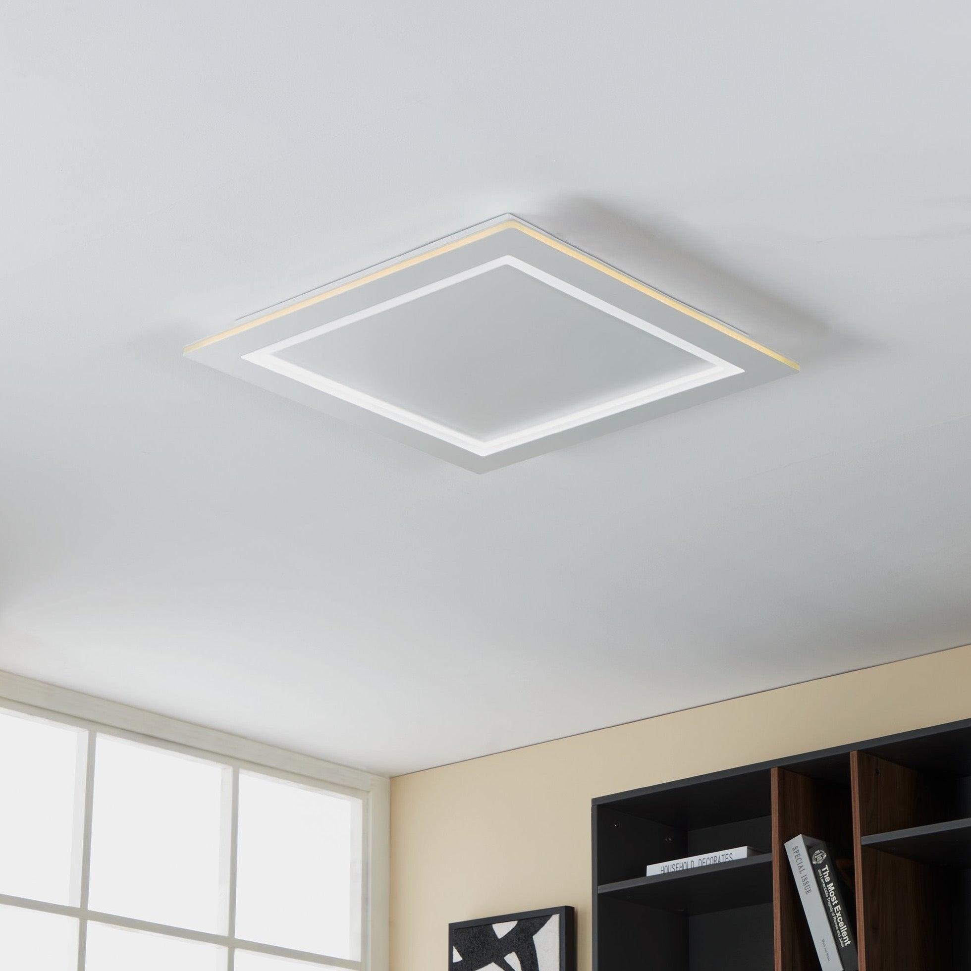 Eglo Connect Padrogiano Z Smart LED Flush Mount Ceiling Light 59.5cm, Dimmable White Light Fixture for Bedroom, Kitchen, Living Room & Office - Voice Control with Alexa & Google Assistant
