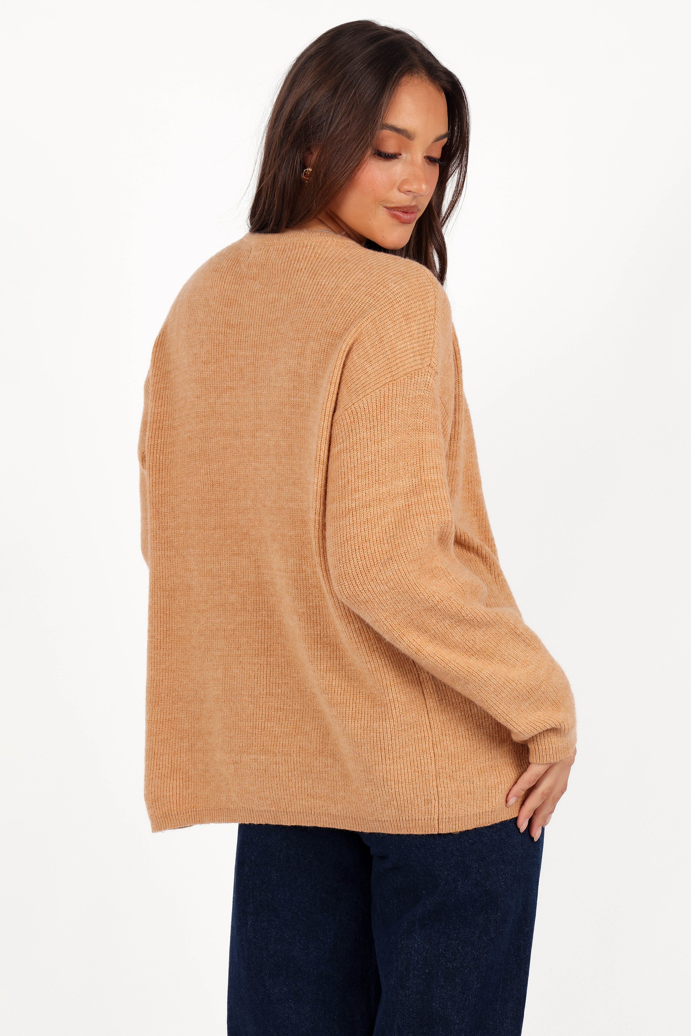 Astor Classic Button Up Cardigan for Women - Soft & Cozy Knit Sweater in Caramel Brown | Perfect for Office, Casual Outfits & Fall Layering