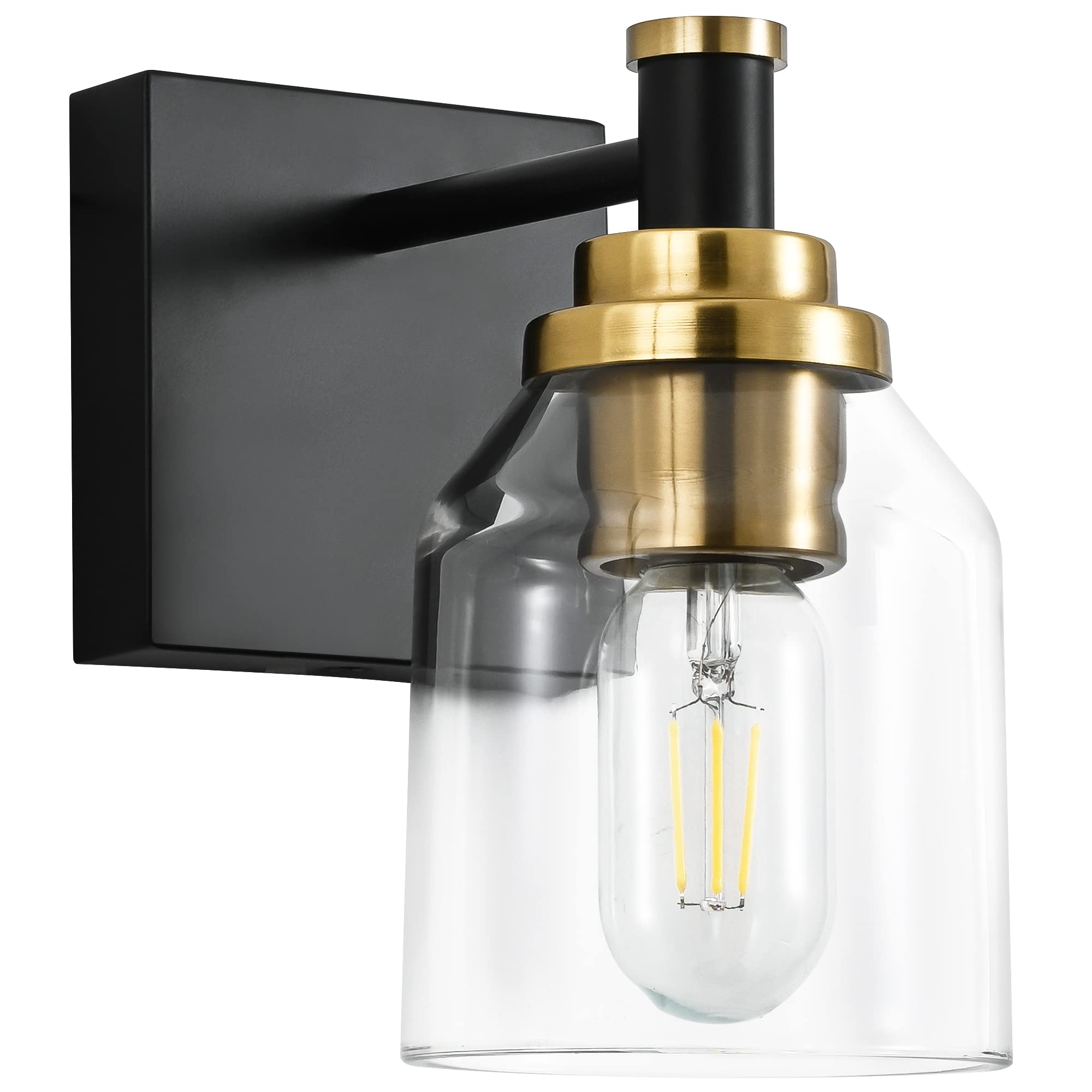 SOLFART Vintage 1-Light Bathroom Vanity Light Fixture - Black & Bronze Wall Sconce for Mirror Lighting - Perfect for Bathroom, Powder Room & Dressing Area Illumination