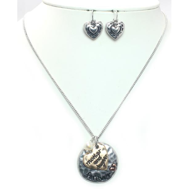 Elegant Heart Necklace Set for Women - Sterling Silver Heart Pendant with Matching Earrings - Perfect Gift for Valentine's Day, Anniversary & Romantic Occasions