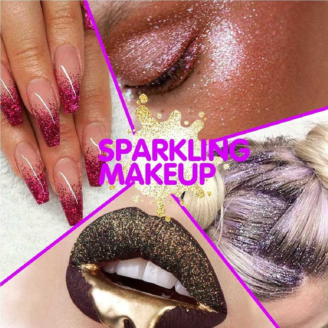 RoyalKart 24Pcs Mirror Nail Glitter Powder Set - Chrome Pigment Eye Shadow & Nail Art Glitters for Professional Makeup - Perfect for Parties, Halloween, Cosplay & Salon Use (Random Colors)