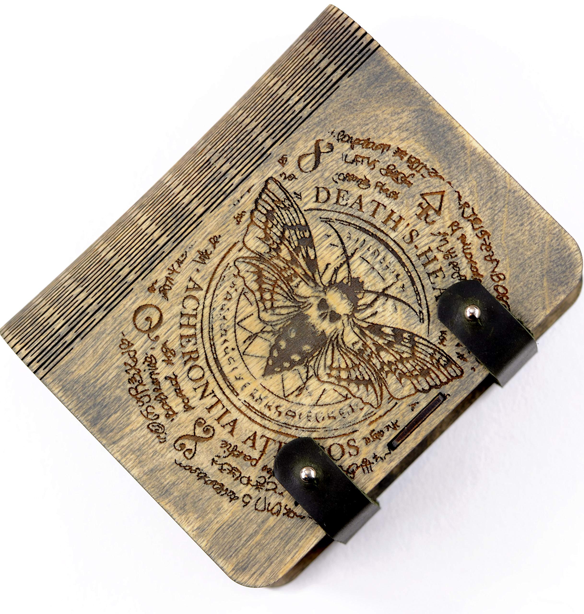 Laser Engraved Moth Tarot Card Box - Wooden Witchcraft Gift for Divination