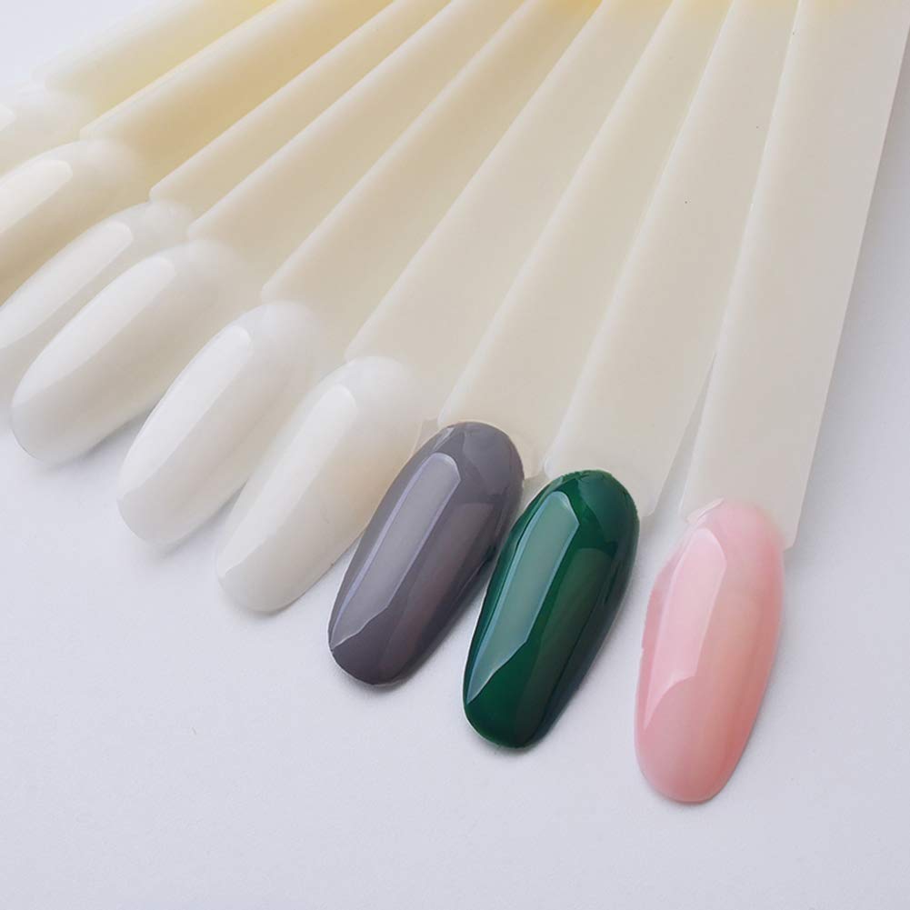 AKOAK 50 Pieces Fake Nail Art Tips Display - Natural Color Fan Nail Display for Salon & DIY, Nail Polish Display Stand for Manicure Practice, Home Nail Art Supplies for Beginners & Professionals