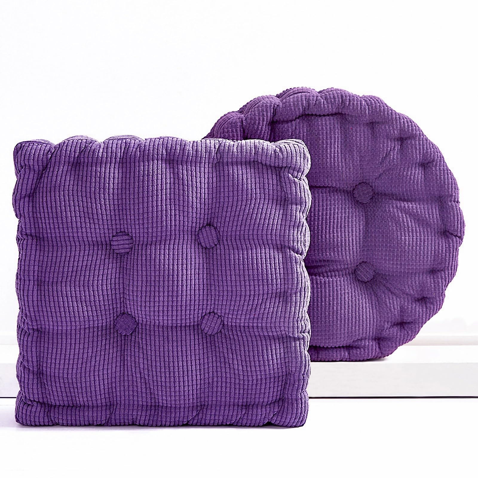 2 Pack Large Square & Round Meditation Floor Pillows - 18x18 Inch Purple Corduroy Floor Cushions for Adults, Yoga, Living Room, Balcony & Tatami - Comfortable Floor Seating for Meditation, Relaxation & Home Decor