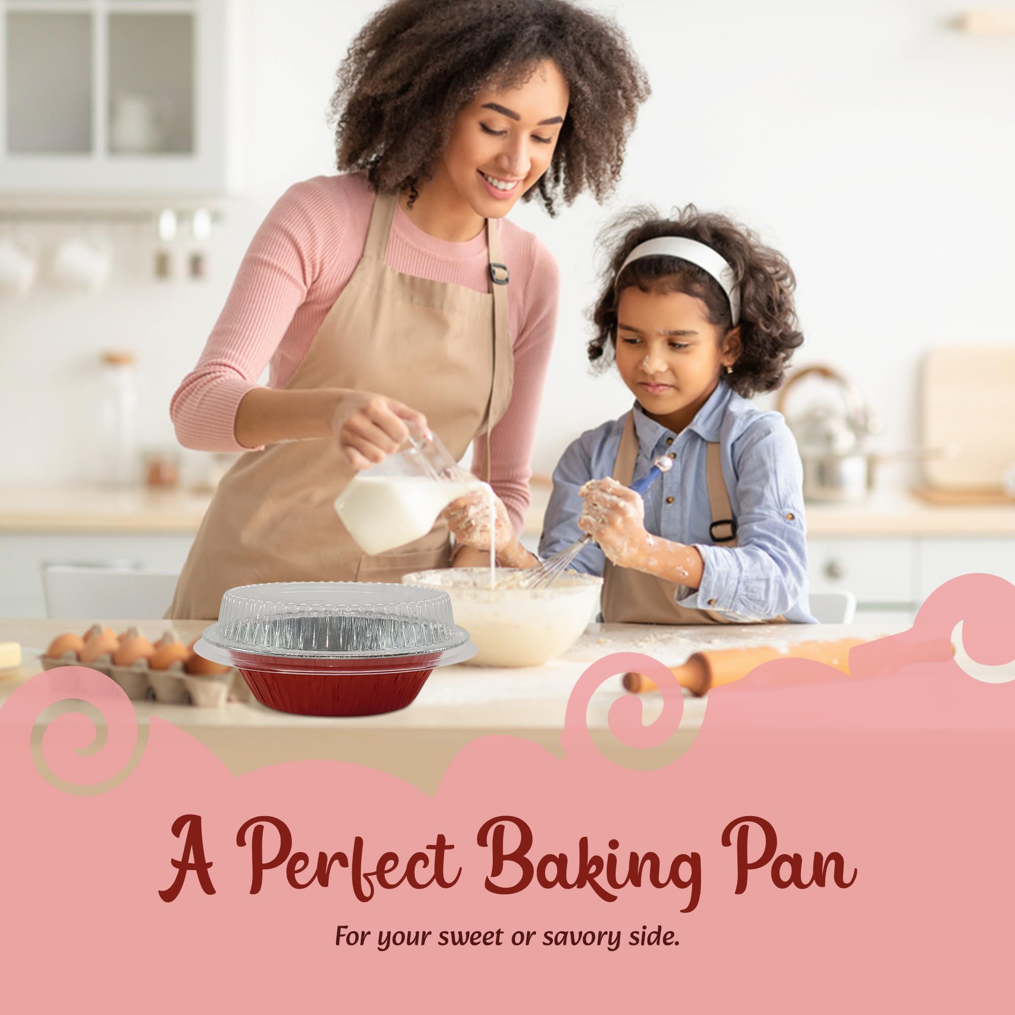 KitchenDance 5-Inch Mini Pie Tins with Lids - Premium Aluminum Pie Pans for Baking Pies, Tarts, Cobblers & Cakes - Reusable & Durable for Professional & Home Bakers (Set of 500, Red) - Perfect for Holiday Baking, Potlucks & Dessert Parties