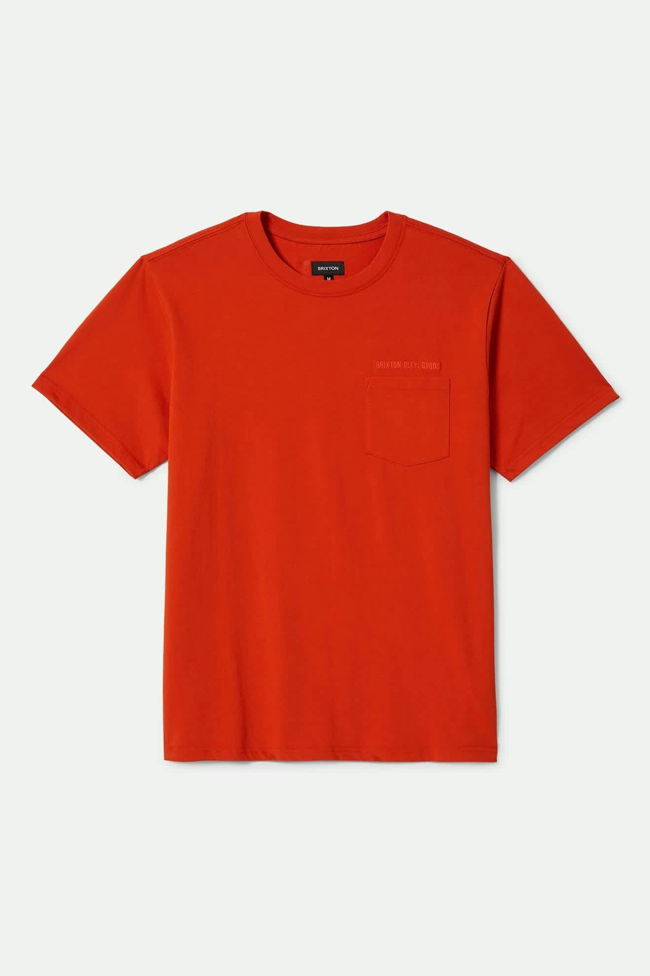 Embroidered Heavyweight Short Sleeve Pocket T-Shirt for Men - Trail Orange | Comfortable Casual Wear for Outdoor Activities & Everyday Use