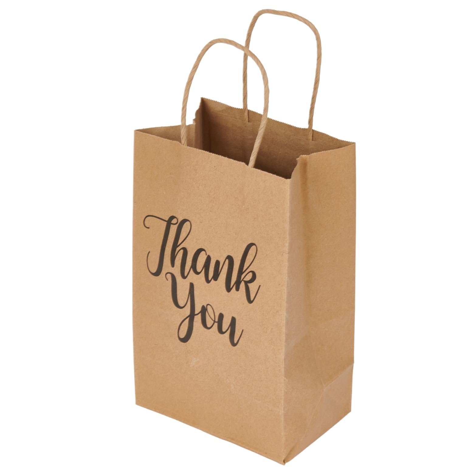 Keh k Lo 8x4x10 Pack of 20 Brown Thank You Paper Bags with Handles - Recyclable Shopping Bags, Party Favors, Gift Bags for Weddings, Birthday Parties & Retail Packaging | Eco-Friendly & Versatile