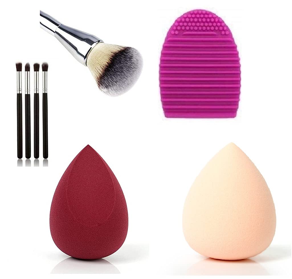 MAPPERZ Professional 5-Piece Makeup Brush Set - Foundation Brush, Eyeshadow Brush, Pencil Brushes, Makeup Sponges & Blender Puff for Flawless Makeup Application | Perfect for Daily Use, Travel & Professional Makeup Kits