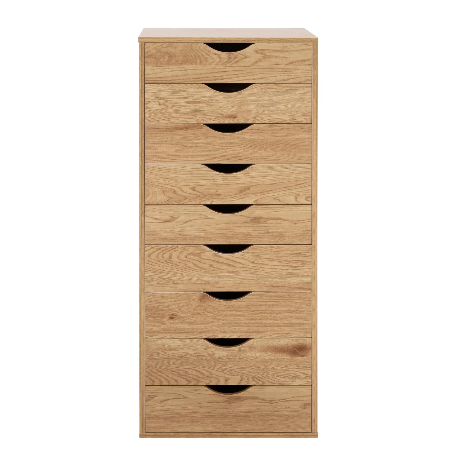 Naomi Home 9-Drawer Dresser for Bedroom - Stylish Tall Makeup Vanity with Storage Shelves, Small Closet Organizer (200 lbs Capacity) in Natural Finish - Perfect for Bedroom Storage & Makeup Organization