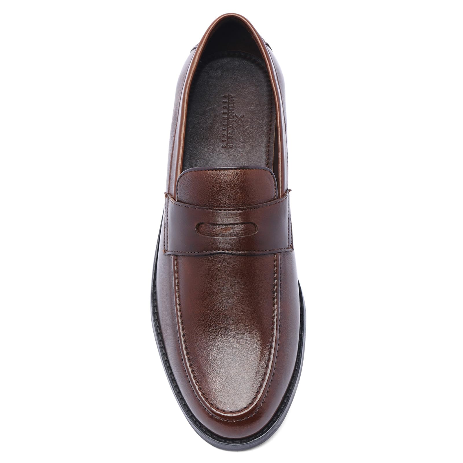 Anthony Veer Sherman Men's Penny Loafers - Genuine Leather Blake Stitch Dress Shoes with Ortholite® Cushioned Footbed - Comfortable Business Casual & Formal Wear for Office, Wedding & Daily Use
