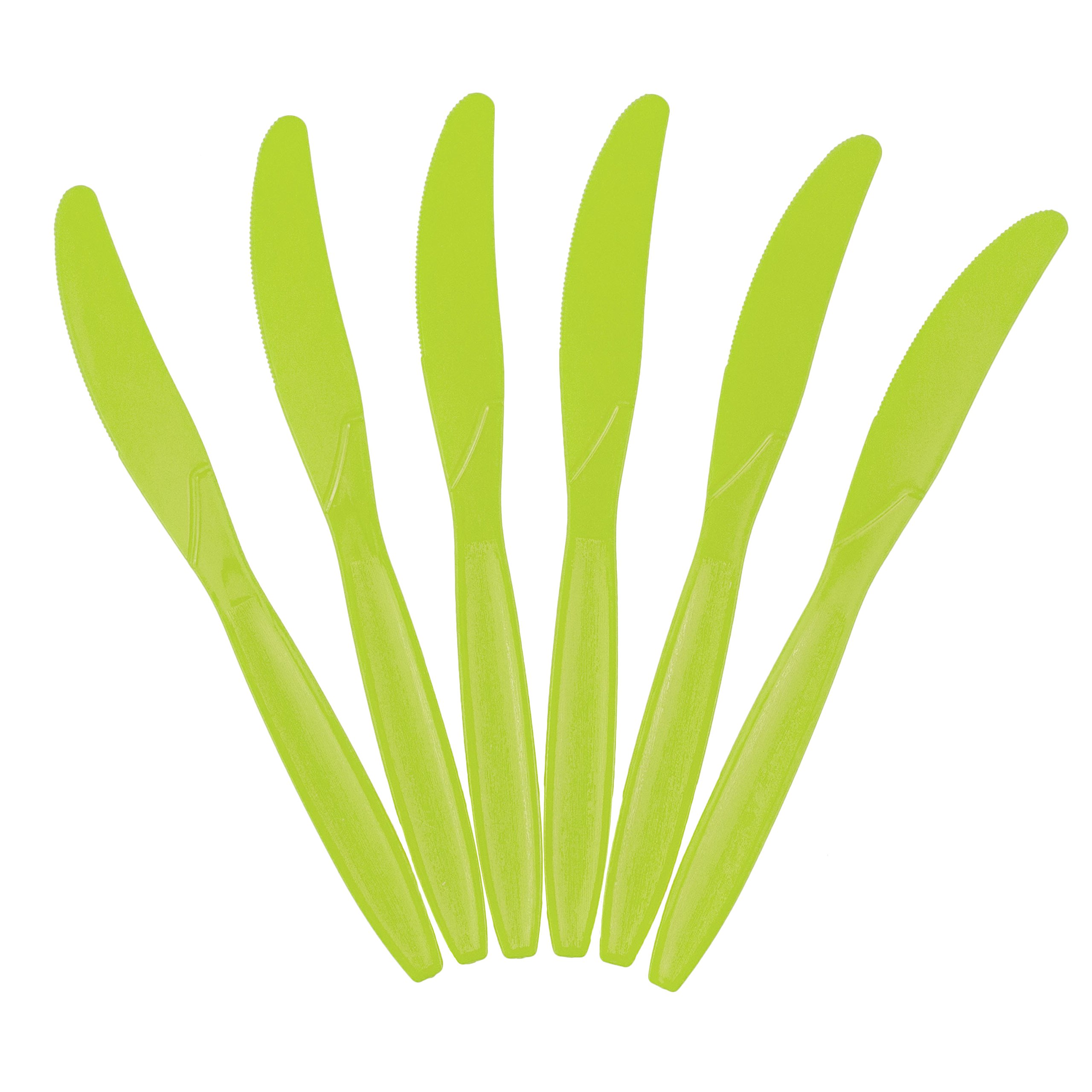 Premium Plastic Knives - Lime Green Disposable Cutlery (100-Pack) | Durable & Eco-Friendly Party Supplies for BBQs, Picnics, Birthdays & Events