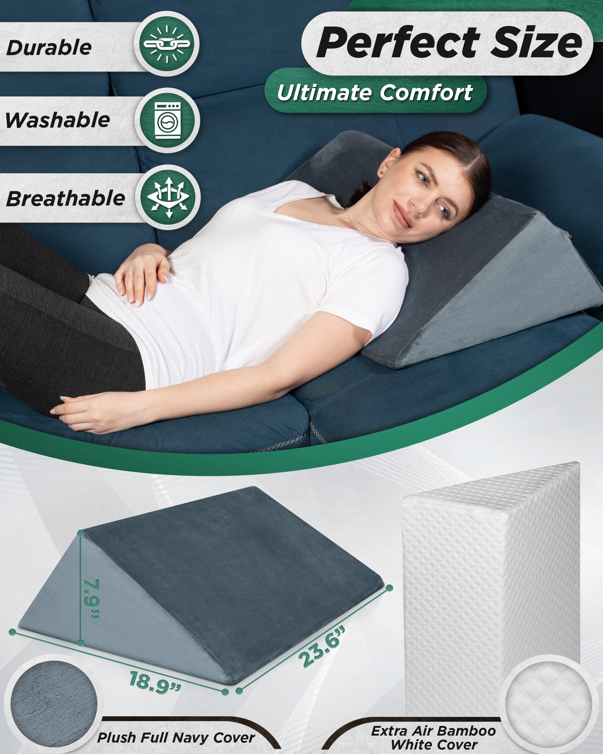 LX14 Orthopedic Knee Pillow for Side Sleepers - Memory Foam Wedge Cushion for Pain Relief, Sciatica & Post-Surgery Support - Comfortable Bed & Sofa Pillow for Better Sleep Alignment